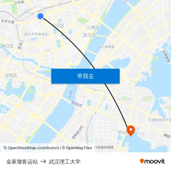 金家墩客运站 to 武汉理工大学 map
