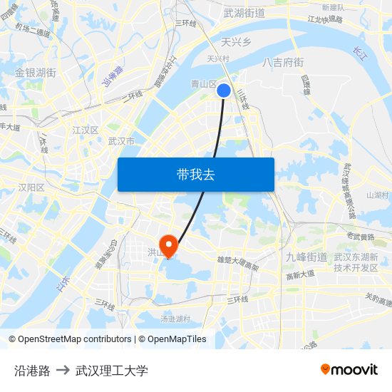 沿港路 to 武汉理工大学 map