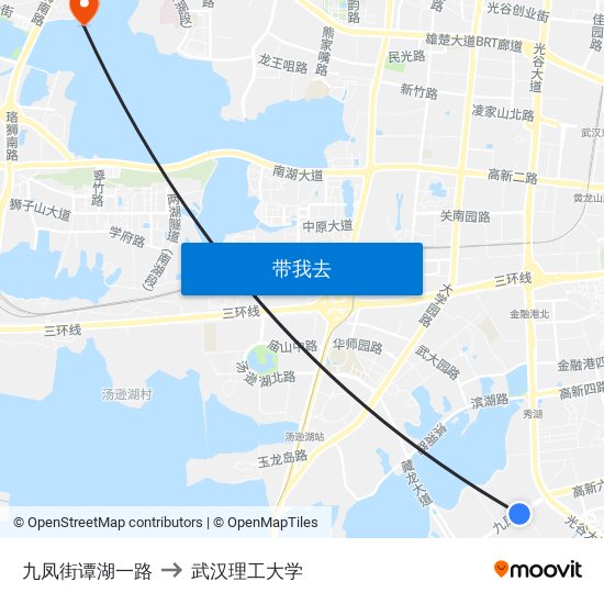 九凤街谭湖一路 to 武汉理工大学 map