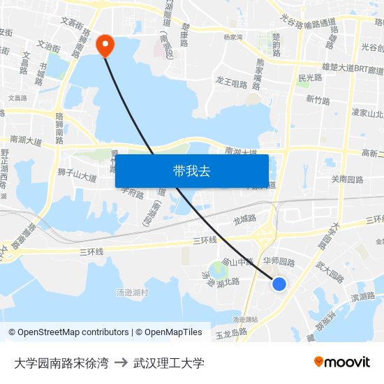 大学园南路宋徐湾 to 武汉理工大学 map