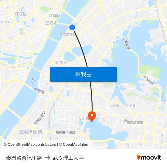 秦园路合记里路 to 武汉理工大学 map