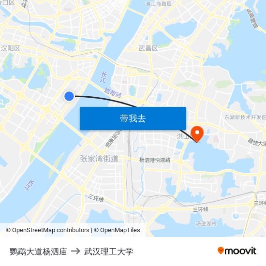 鹦鹉大道杨泗庙 to 武汉理工大学 map