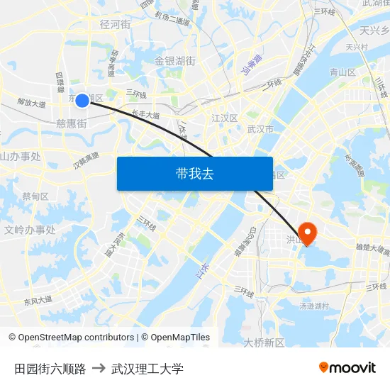 田园街六顺路 to 武汉理工大学 map