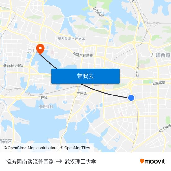 流芳园南路流芳园路 to 武汉理工大学 map