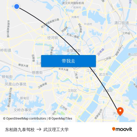 东柏路九泰驾校 to 武汉理工大学 map