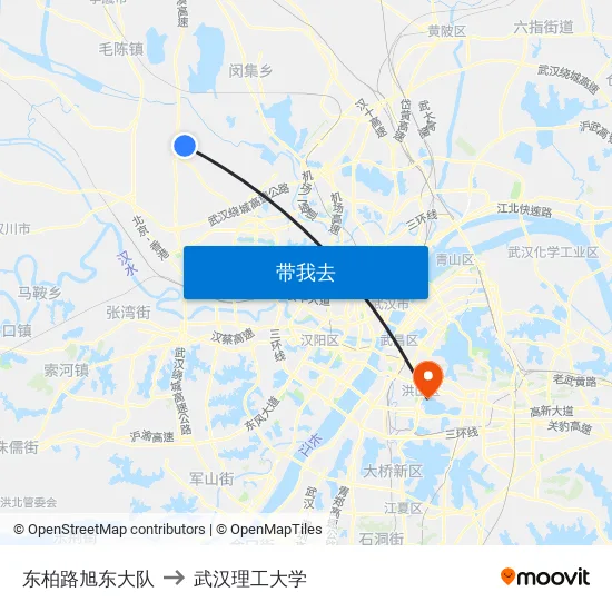 东柏路旭东大队 to 武汉理工大学 map