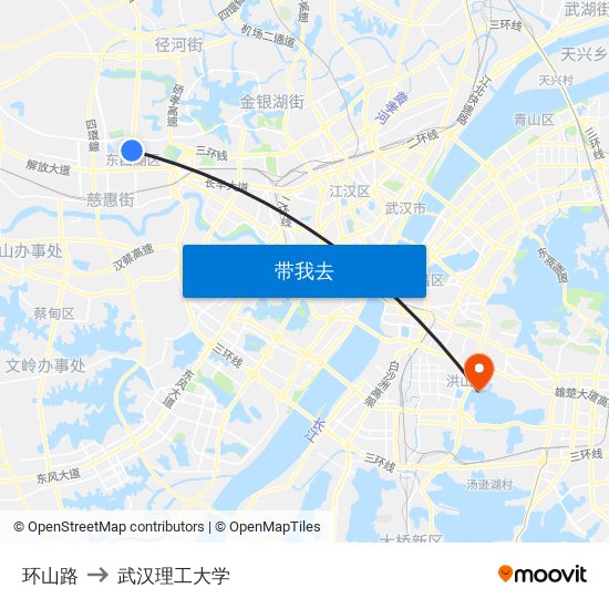 环山路 to 武汉理工大学 map