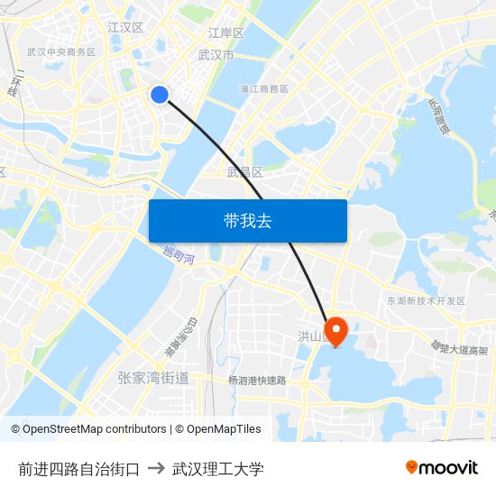 前进四路自治街口 to 武汉理工大学 map