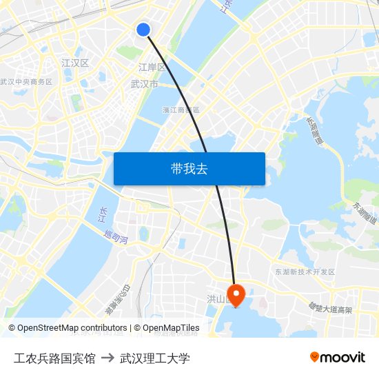 工农兵路国宾馆 to 武汉理工大学 map