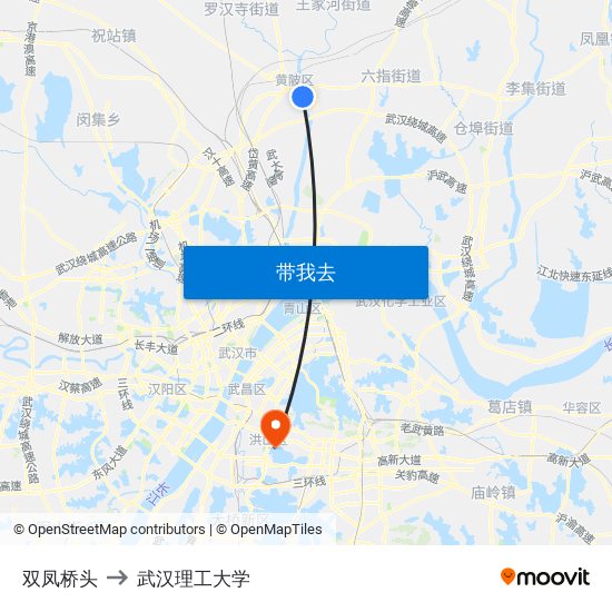 双凤桥头 to 武汉理工大学 map