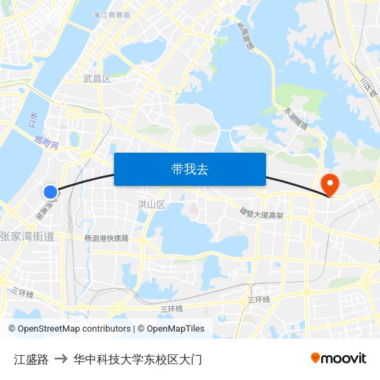 江盛路 to 华中科技大学东校区大门 map