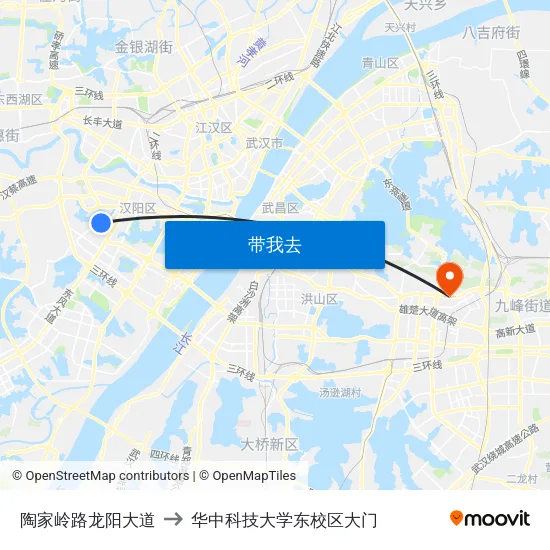 陶家岭路龙阳大道 to 华中科技大学东校区大门 map