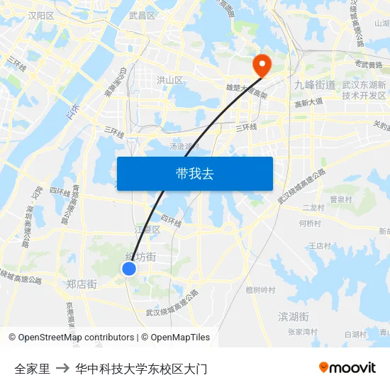全家里 to 华中科技大学东校区大门 map