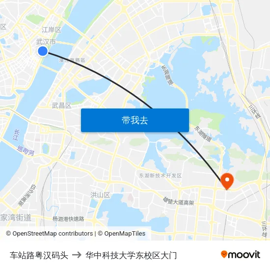 车站路粤汉码头 to 华中科技大学东校区大门 map