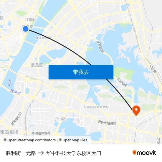 胜利街一元路 to 华中科技大学东校区大门 map