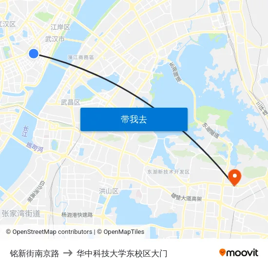 铭新街南京路 to 华中科技大学东校区大门 map