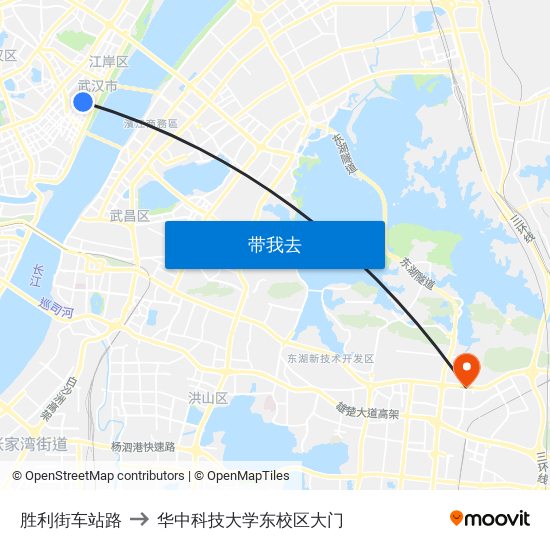 胜利街车站路 to 华中科技大学东校区大门 map