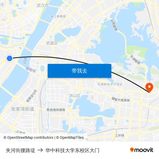 夹河街腰路堤 to 华中科技大学东校区大门 map