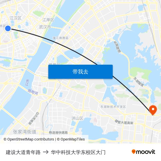 建设大道青年路 to 华中科技大学东校区大门 map