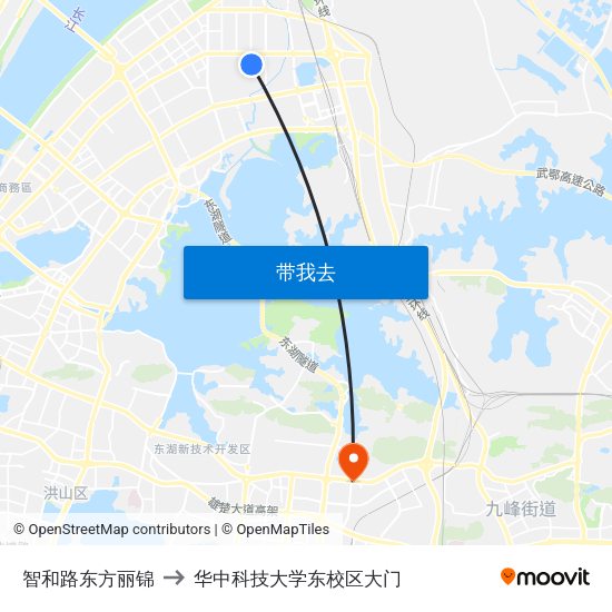 智和路东方丽锦 to 华中科技大学东校区大门 map