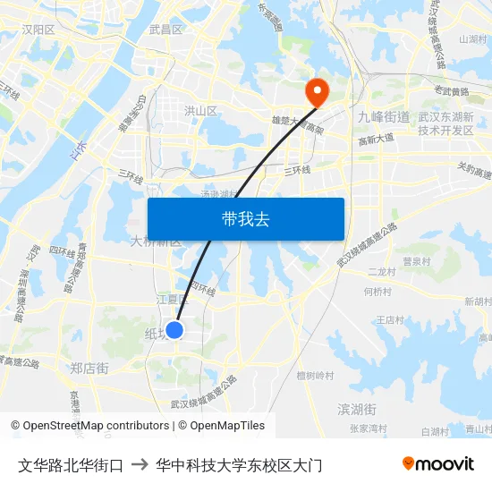 文华路北华街口 to 华中科技大学东校区大门 map