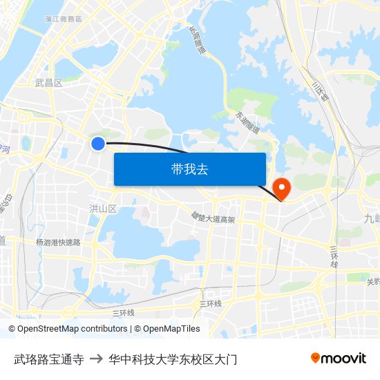 武珞路宝通寺 to 华中科技大学东校区大门 map