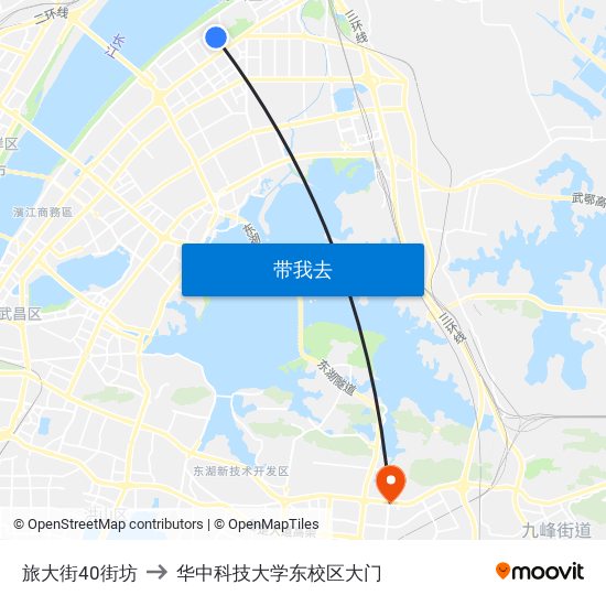 旅大街40街坊 to 华中科技大学东校区大门 map