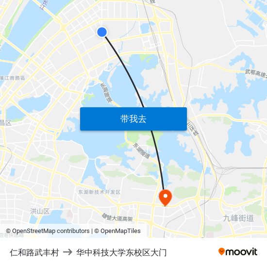 仁和路武丰村 to 华中科技大学东校区大门 map