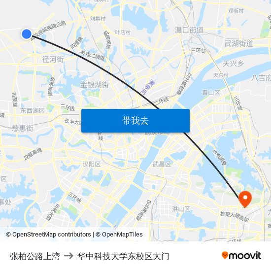 张柏公路上湾 to 华中科技大学东校区大门 map
