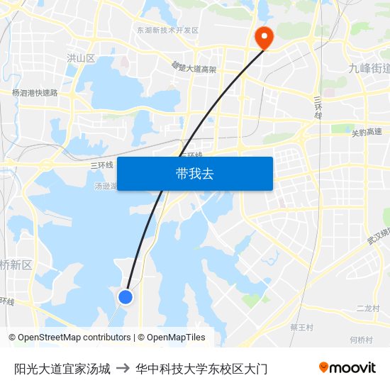 阳光大道宜家汤城 to 华中科技大学东校区大门 map