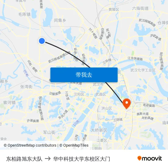 东柏路旭东大队 to 华中科技大学东校区大门 map