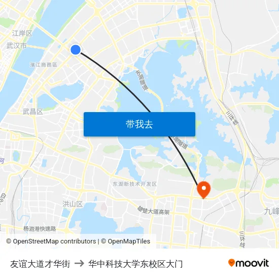 友谊大道才华街 to 华中科技大学东校区大门 map