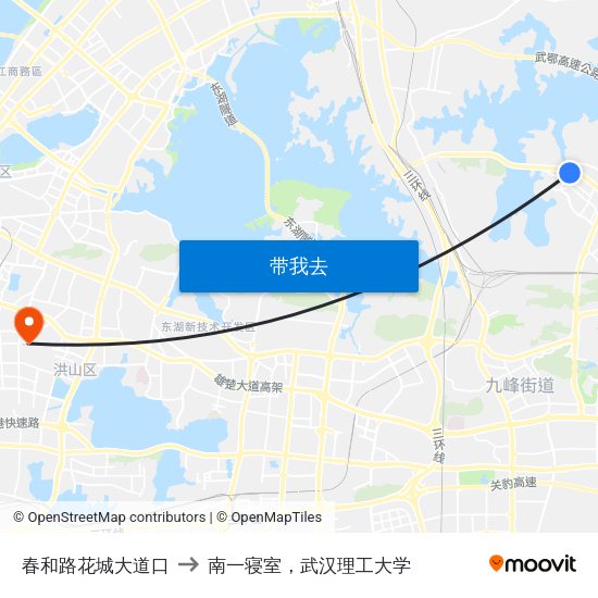 春和路花城大道口 to 南一寝室，武汉理工大学 map
