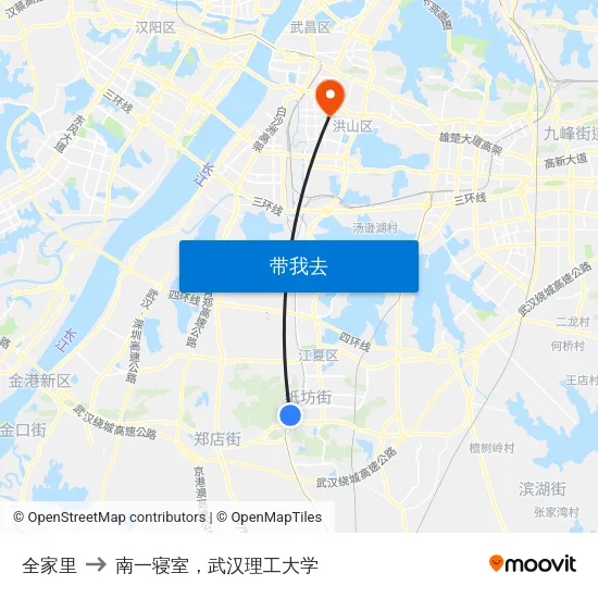 全家里 to 南一寝室，武汉理工大学 map