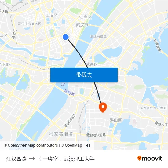 江汉四路 to 南一寝室，武汉理工大学 map