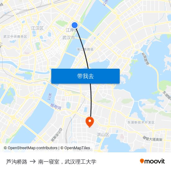 芦沟桥路 to 南一寝室，武汉理工大学 map