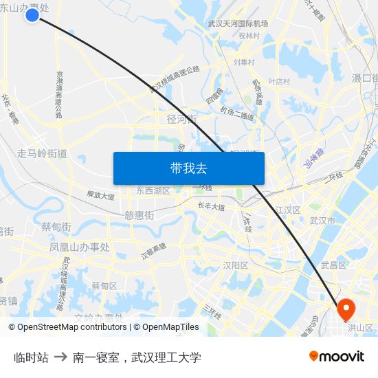 临时站 to 南一寝室，武汉理工大学 map