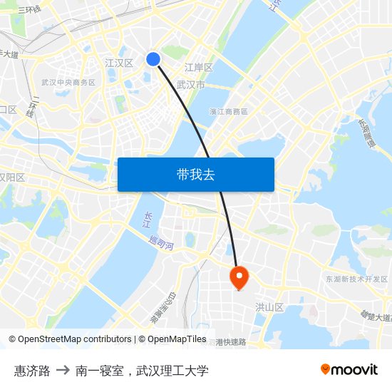 惠济路 to 南一寝室，武汉理工大学 map