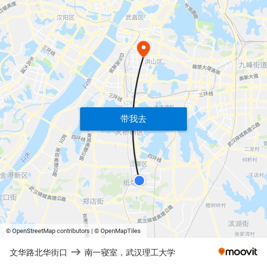 文华路北华街口 to 南一寝室，武汉理工大学 map