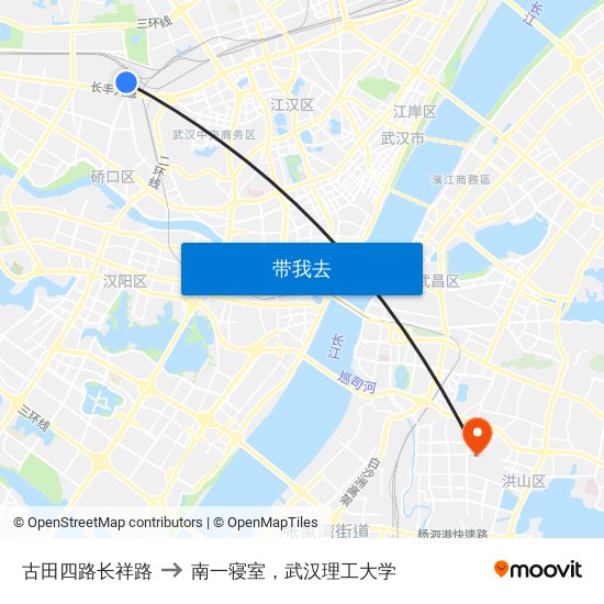 古田四路长祥路 to 南一寝室，武汉理工大学 map