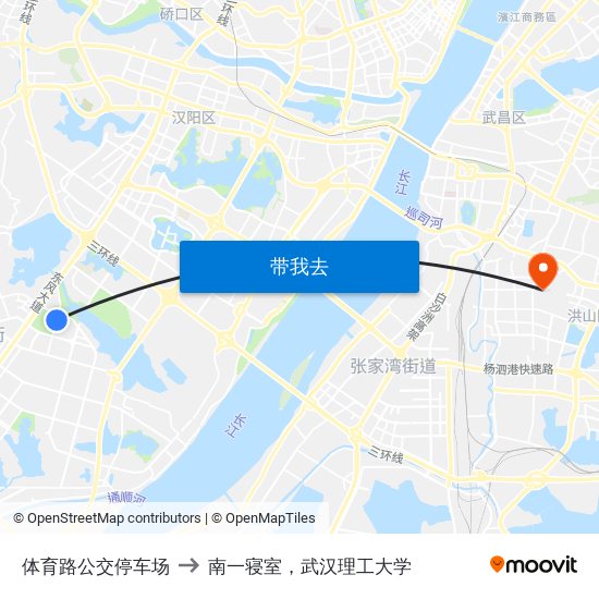 体育路公交停车场 to 南一寝室，武汉理工大学 map