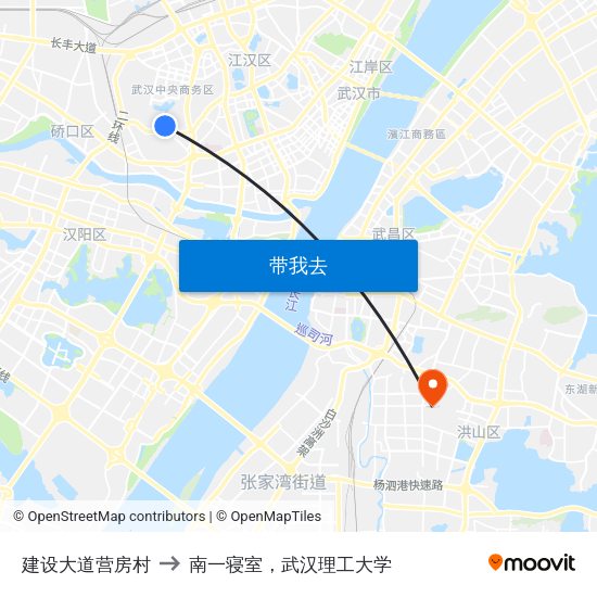 建设大道营房村 to 南一寝室，武汉理工大学 map