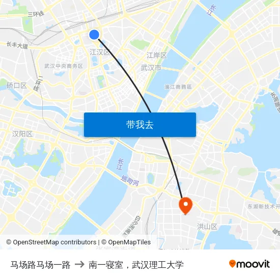 马场路马场一路 to 南一寝室，武汉理工大学 map