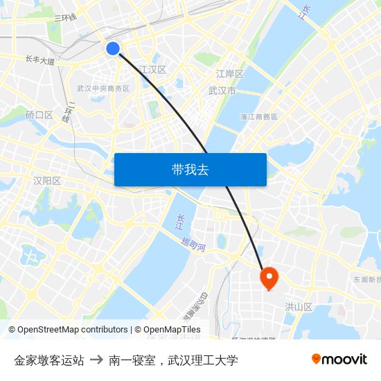 金家墩客运站 to 南一寝室，武汉理工大学 map