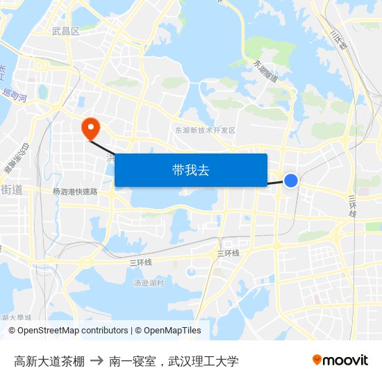 高新大道茶棚 to 南一寝室，武汉理工大学 map