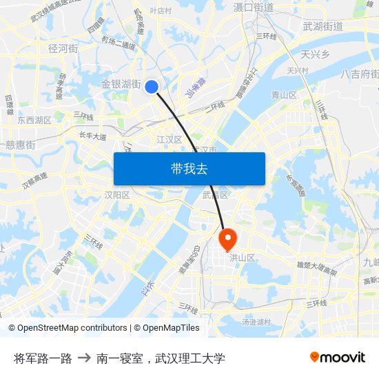 将军路一路 to 南一寝室，武汉理工大学 map