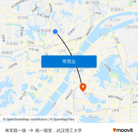 将军路一路 to 南一寝室，武汉理工大学 map
