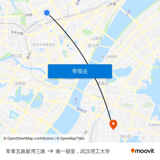 常青五路新湾三路 to 南一寝室，武汉理工大学 map