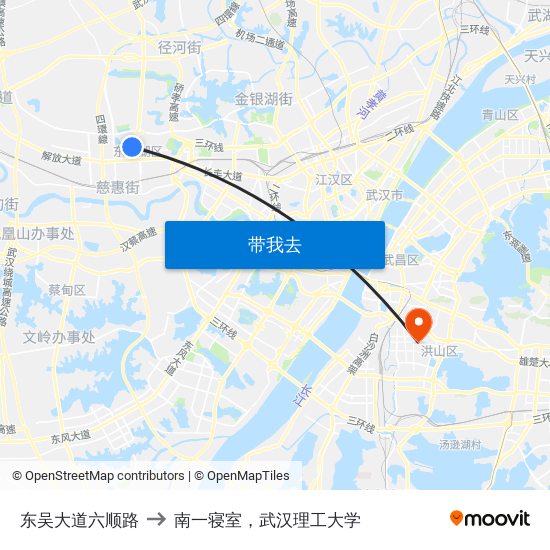 东吴大道六顺路 to 南一寝室，武汉理工大学 map