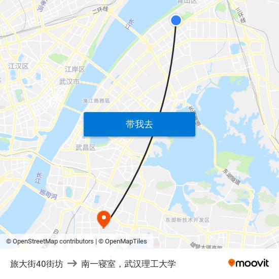旅大街40街坊 to 南一寝室，武汉理工大学 map